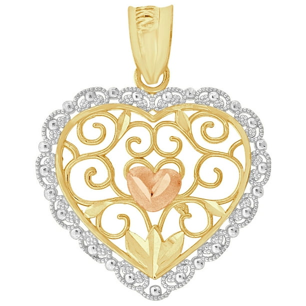 TrioStar 18k White Gold Plated 925 Silver O Initial Simulated Diamond Filigree Heart Pendant & Necklace for Womens TrioStar 18k White Gold Plated 925 Silver O Initial Simulated Diamond Filigree Heart Pendant & Necklace for Womens